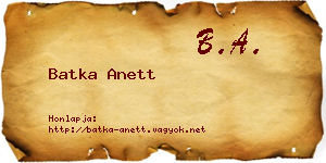 Batka Anett névjegykártya